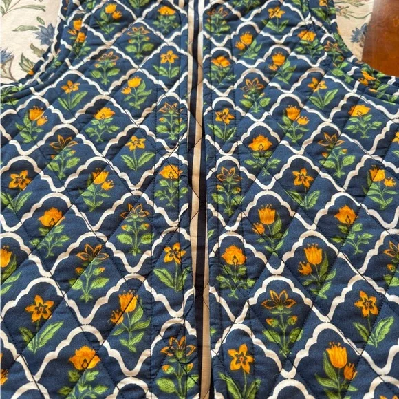 Japna Navy Floral Quilted Vest - Picture 2 of 6